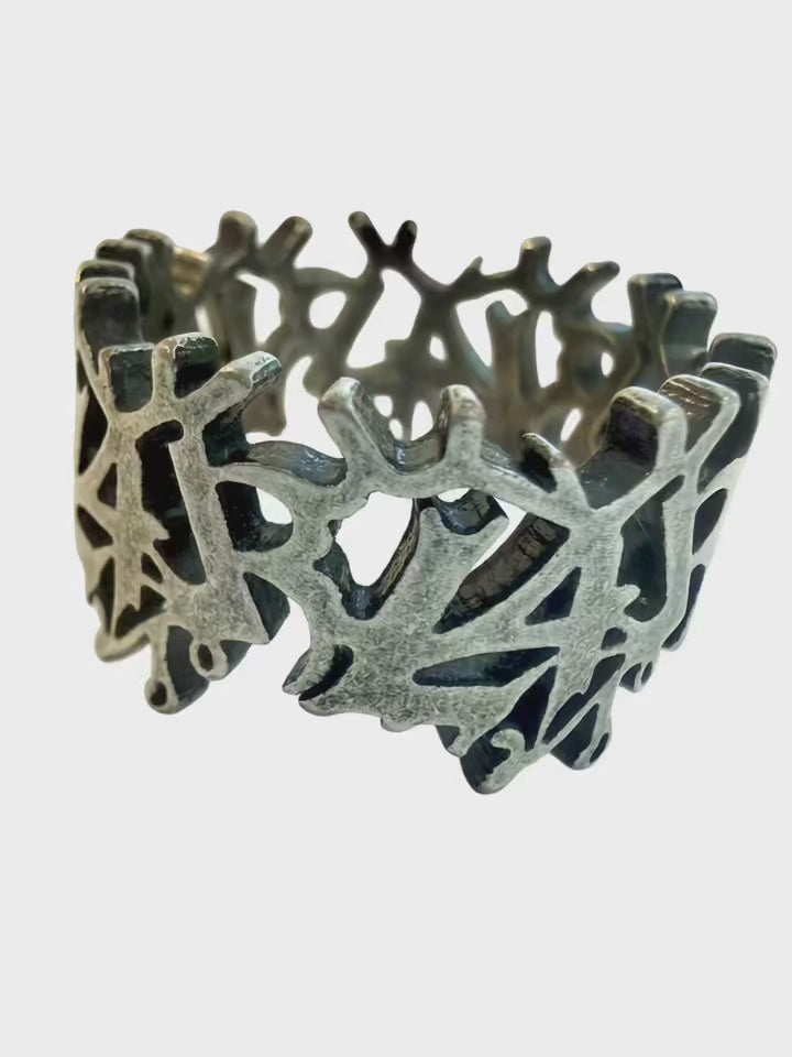 L4L Antique Silver Wrapped Logo Ring